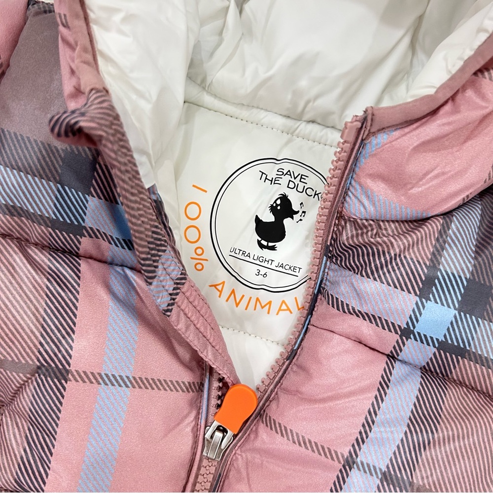 Save The Duck Pink Plaid Ultra Light Jacket - Picture 2 of 7